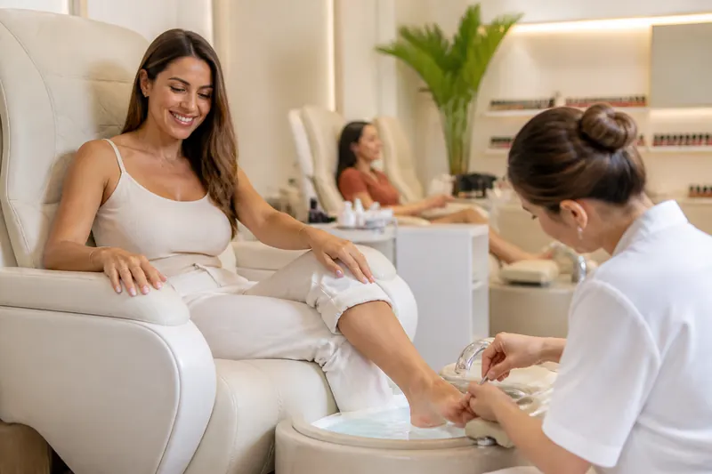 Cliente relaxando durante o spa dos pés